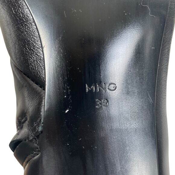 Mango MNG Square Toe Kitten Heel Leather Boots Black Size 39/ US 8.5 - Picture 11 of 13
